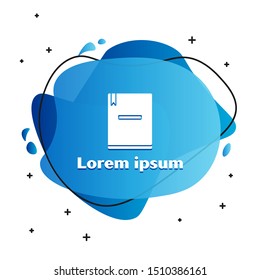 White Notebook icon isolated on white background. Spiral notepad icon. School notebook. Writing pad. Diary for school. Abstract banner with liquid shapes. Vector Illustration