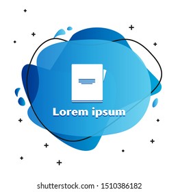 White Notebook icon isolated on white background. Spiral notepad icon. School notebook. Writing pad. Diary for school. Abstract banner with liquid shapes. Vector Illustration