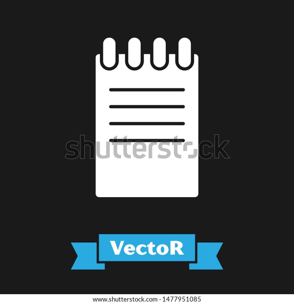 White Notebook Icon Isolated On Black Stock Vector Royalty Free