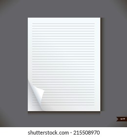 White notebook with lines.Vector illustration