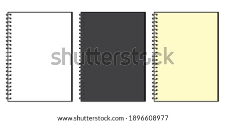 White notebook mockup isolated. Black Business organizer. Mockup template. Top view. Stock image. EPS 10.