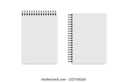 white notebook on a white background mock up vector