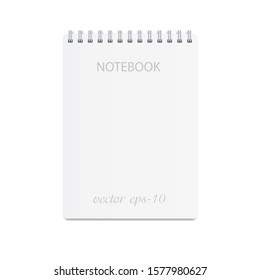 White notebook on a white background .Paper  for inscription .Business diary .Vector ,Illustration.