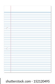 white notebook paper with blue line / vector and illustration