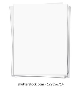 White notebook paper isolated on white background.    Vector illustration.