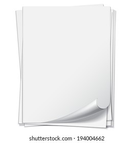 White notebook paper isolated on white background.    Vector illustration.