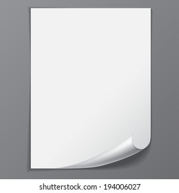 White notebook paper  isolated on gray  background.    Vector illustration.