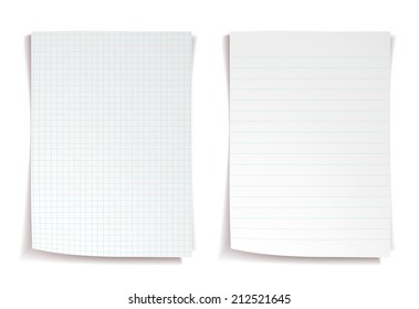 White notebook paper on white background