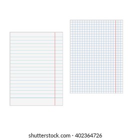 White notebook paper on white background