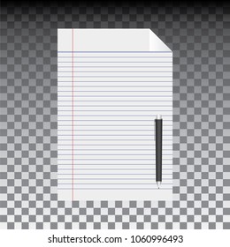 white notebook and pen on transparent background, vector, illustration