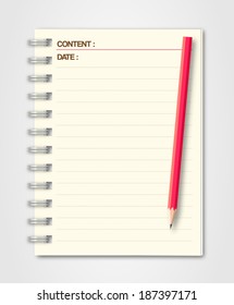 White notebook and red pencil
