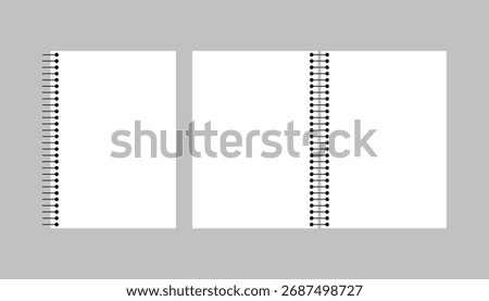 White notebook with spiral mockup. workbook mockup with spiral. realistic spiral notebook. empty open book. booklet with a spiral