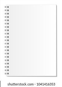 White notepad on a white background with realistic shadows. Can be used as a template or layout for design. Vector illustration.
