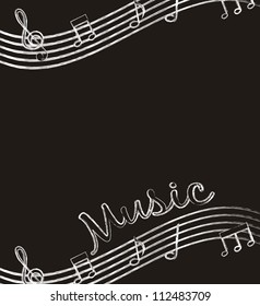 white notes musicals over black background. vector illustration