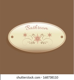 white notice bathroom vintage with pink flower
