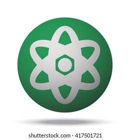 White Nuclear web icon on green ball