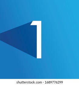 Número blanco 1 sobre fondo azul