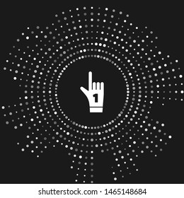 White Number 1 one fan hand glove with finger raised icon isolated on grey background. Symbol of team support in competitions. Abstract circle random dots. Vector Illustration White Number 1 one fan hand glove with finger raised icon isolated on grey background. Symbol of team support in competitions. Abstract circle random dots. Vector Illustration