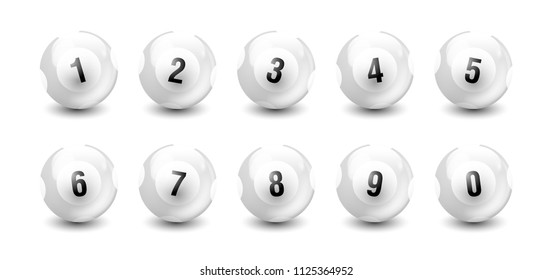 White Number Balls from 0 to 9