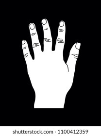 White Number Five Hand Gesture, Vector Sillhouette