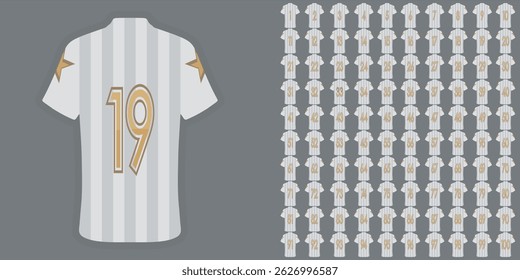 White Number 1–100 Jersey Design with Gold Accents and Stars on Sleeves