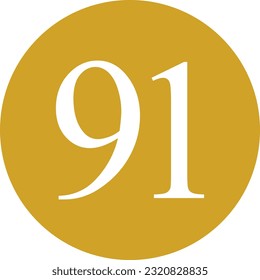 White number on golden circle for house vector.