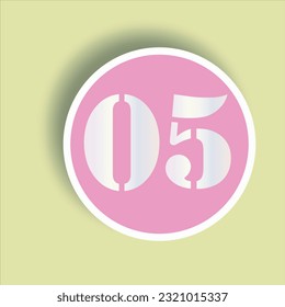 White number on pink circle for house vector.