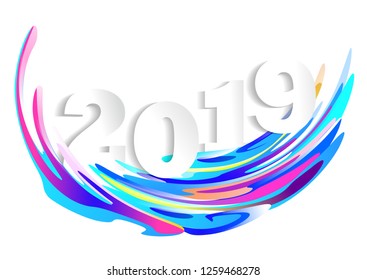 White numbers 2019. Year 2019.