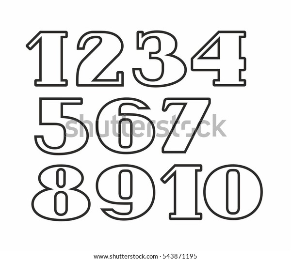 White Numbers Black Outline White Background Stock Vector (Royalty Free ...