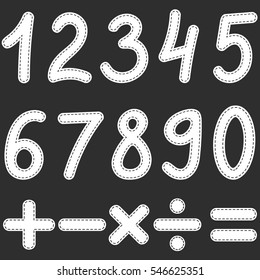 white numbers and math symbols