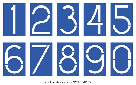 White numbers over blue background