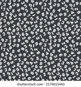 White numbers. Simple and stylish seamless pattern. Vector and school pattern for print. The numbers are scattered across the surface.