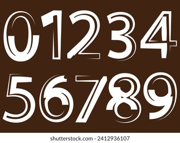 white numerals. Creative numeral. Geometric design.Line art optical art. Psychedelic background. Monochrome background. Optical illusion style. Black dark background