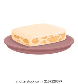 White nut cheese icon cartoon vector. Dish bar. Spain food