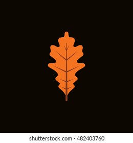 White oak leaf icon in flat style