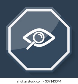 White Observation icon on plum blue web app button