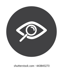 White Observe icon on black button isolated on white