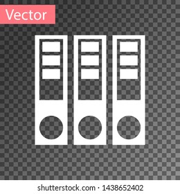 White Office folders with papers and documents icon isolated on transparent background. Office binders. Archives folder sign.  Vector Illustration