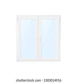 White Office Plastic Window. Vector Illustration Isolated on White Background