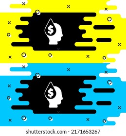 White Oil drop with dollar symbol icon isolated on black background. Oil price. Oil and petroleum industry.  Vector