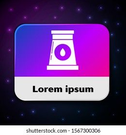 White Oil and gas industrial factory building icon isolated on black background. Rectangle color button. Vector Illustration