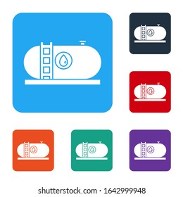 White Oil and gas industrial factory building icon isolated on white background. Set icons in color square buttons. Vector Illustration
