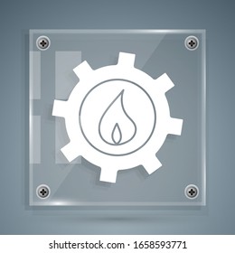 White Oil and gas industrial factory building icon isolated on grey background. Square glass panels. Vector Illustration
