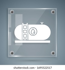 White Oil and gas industrial factory building icon isolated on grey background. Square glass panels. Vector Illustration