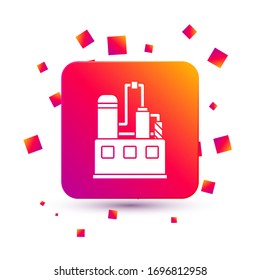 White Oil and gas industrial factory building icon isolated on white background. Square color button. Vector Illustration