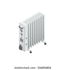 White oil heater Isometric Vector Illustration Created For Mobile, Web, Decor, Print Products, Application on white background