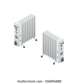 White oil heater Isometric Vector Illustration Created For Mobile, Web, Decor, Print Products, Application on white background