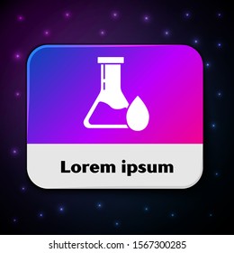 White Oil petrol test tube icon isolated on black background. Rectangle color button. Vector Illustration