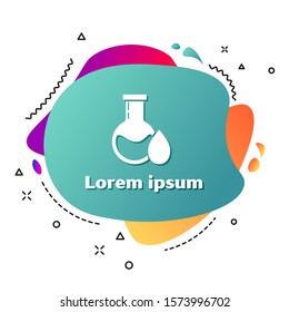 White Oil petrol test tube icon isolated on white background. Abstract banner with liquid shapes. Vector Illustration