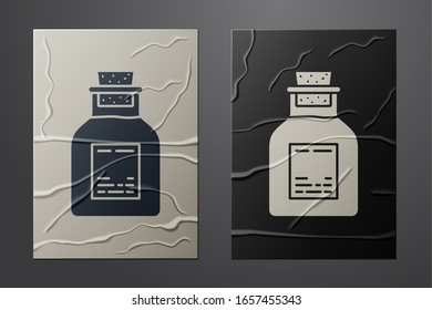 White Oil petrol test tube icon isolated on crumpled paper background. Paper art style. Vector Illustration